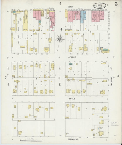 Sanborn Fire Insurance Map from Purcell, McClain County, Oklahoma (1896), Sheet #0005 - Complete Map Set gallery image, historic Sanborn map, vintage wall art, Oklahoma Oklahoma