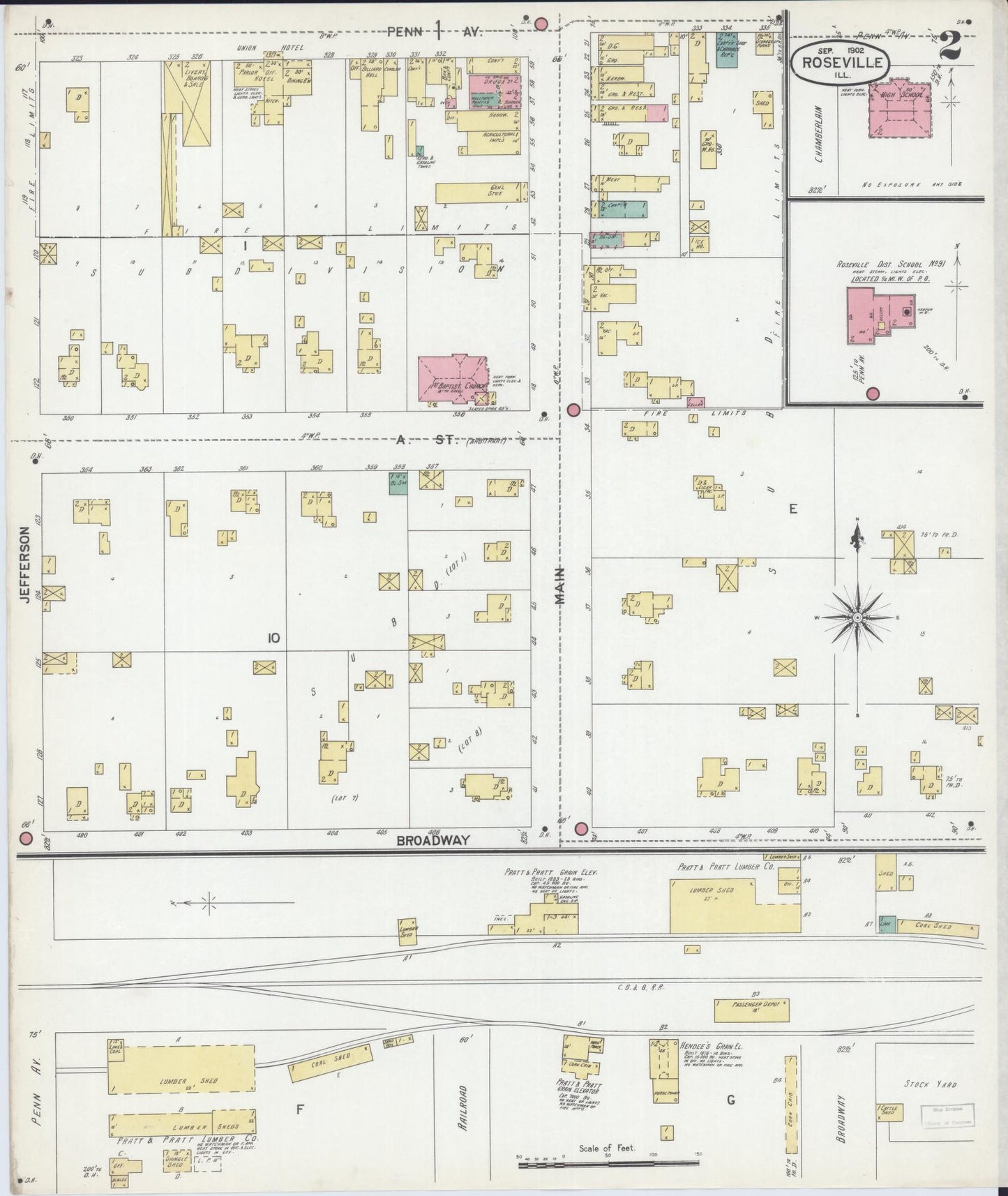 Sanborn Fire Insurance Map from Roseville, Warren County, Illinois (1902), Sheet #0002 - Historic Sanborn Fire Insurance Map Print, vintage old map wall art, antique decor, genealogy gift, Illinois Illinois map