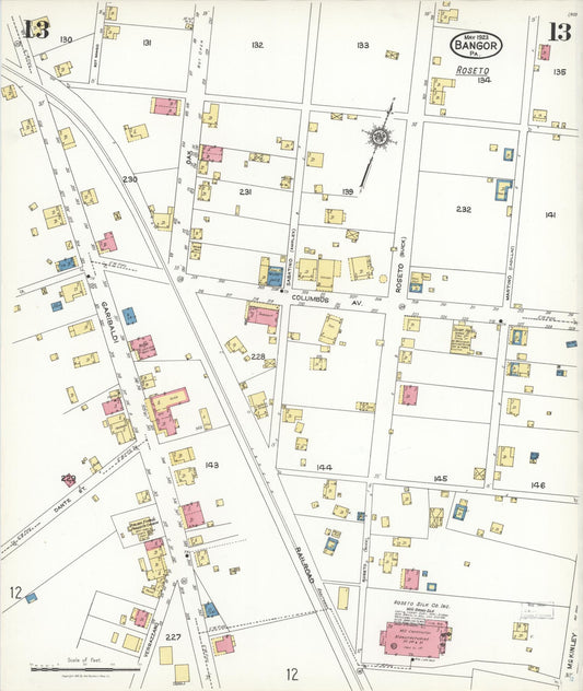 Sanborn Fire Insurance Map from Bangor, Northampton County, Pennsylvania (1923), Sheet #0013 - Historic Sanborn Fire Insurance Map Print, vintage old map wall art, antique decor, genealogy gift, Pennsylvania Pennsylvania map