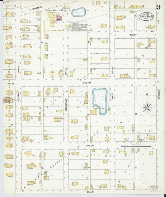Sanborn Fire Insurance Map from Archbold, Fulton County, Ohio (1908), Sheet #0003 - Historic Sanborn Fire Insurance Map Print, vintage old map wall art, antique decor, genealogy gift, Ohio Ohio map