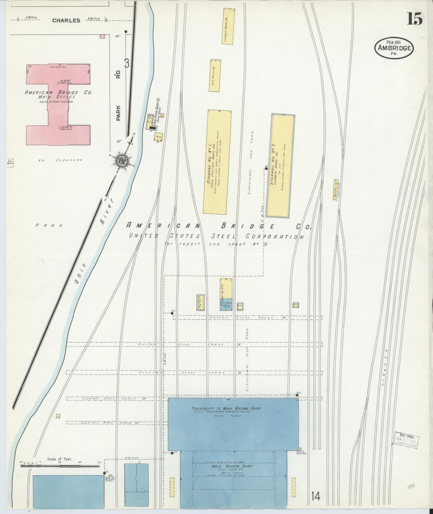 Sanborn Fire Insurance Map from Ambridge, Beaver County, Pennsylvania (1911), Sheet #0015 - Historic Sanborn Fire Insurance Map Print, vintage old map wall art, antique decor, genealogy gift, Pennsylvania Pennsylvania map