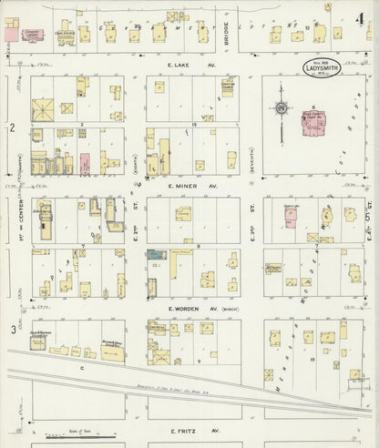 Sanborn Fire Insurance Map from Ladysmith, Rusk County, Wisconsin (1909), Sheet #0004 - Complete Map Set gallery image, historic Sanborn map, vintage wall art, Wisconsin Wisconsin