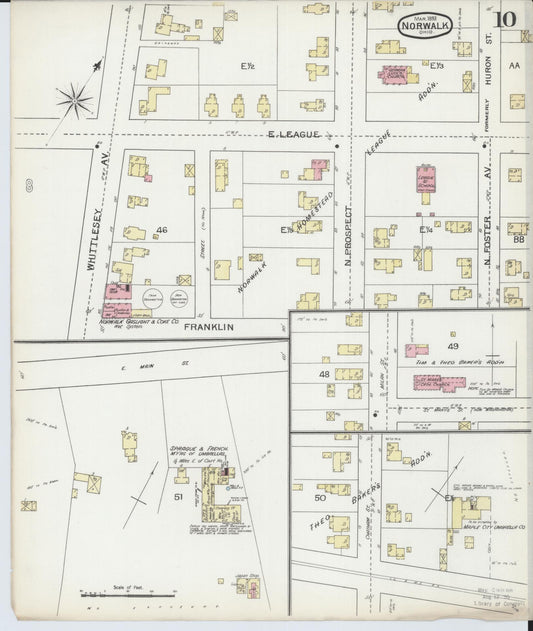 Sanborn Fire Insurance Map from Norwalk, Huron County, Ohio (1893), Sheet #0010 - Historic Sanborn Fire Insurance Map Print, vintage old map wall art, antique decor, genealogy gift, Ohio Ohio map