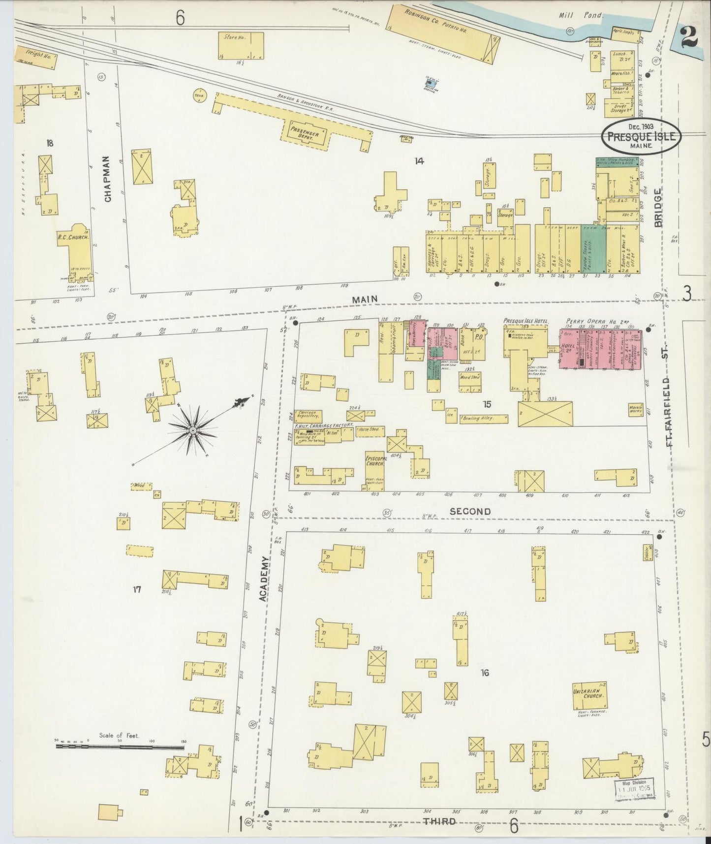Sanborn Fire Insurance Map from Presque Isle, Aroostook County, Maine (1903), Sheet #0002 - Complete Map Set gallery image, historic Sanborn map, vintage wall art, Maine Maine