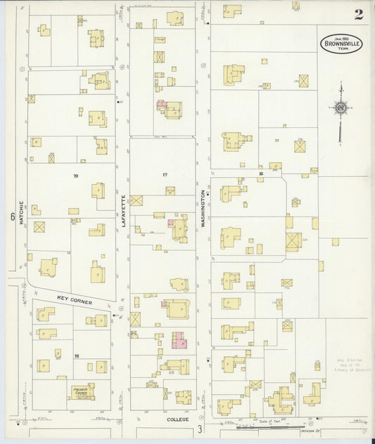 Sanborn Fire Insurance Map from Brownsville, Haywood County, Tennessee (1910), Sheet #0002 - Historic Sanborn Fire Insurance Map Print, vintage old map wall art, antique decor, genealogy gift, Tennessee Tennessee map