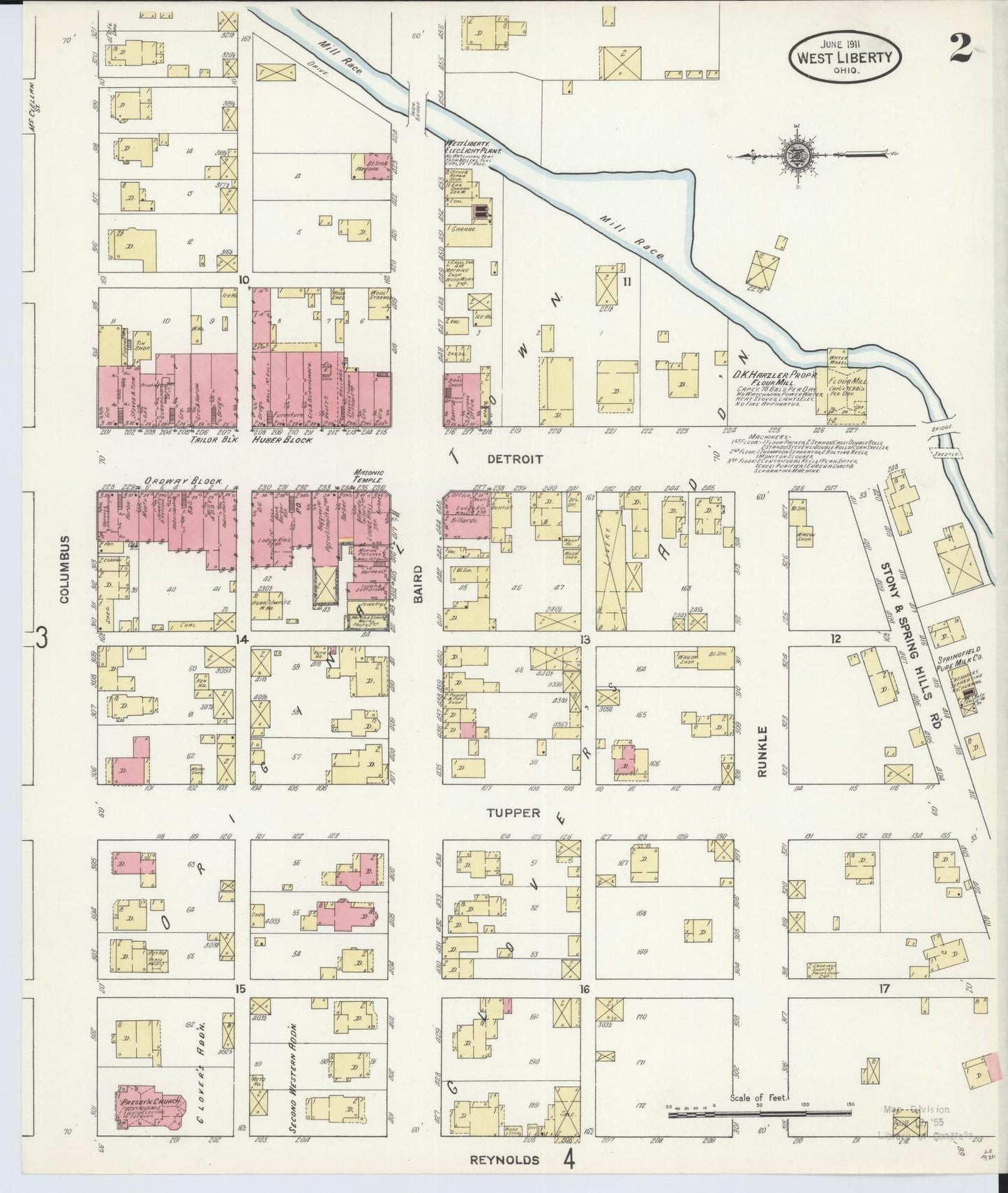 Sanborn Fire Insurance Map from West Liberty, Logan County, Ohio (1911), Sheet #0002 - Historic Sanborn Fire Insurance Map Print, vintage old map wall art, antique decor, genealogy gift, Ohio Ohio map