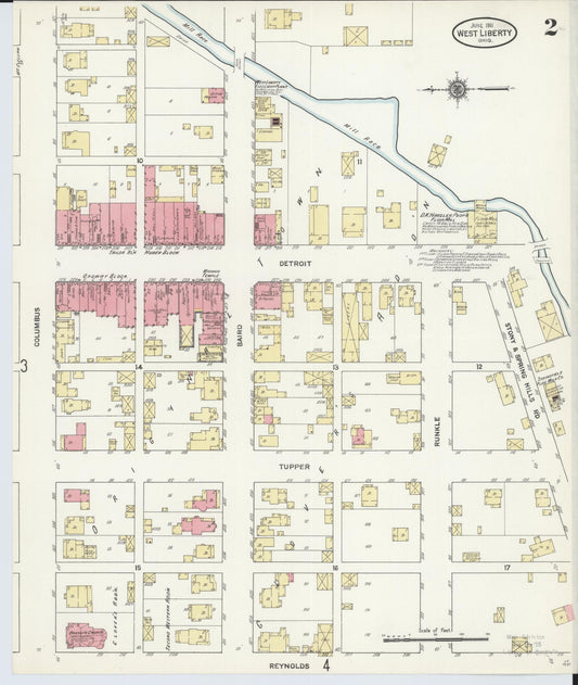 Sanborn Fire Insurance Map from West Liberty, Logan County, Ohio (1911), Sheet #0002 - Historic Sanborn Fire Insurance Map Print, vintage old map wall art, antique decor, genealogy gift, Ohio Ohio map