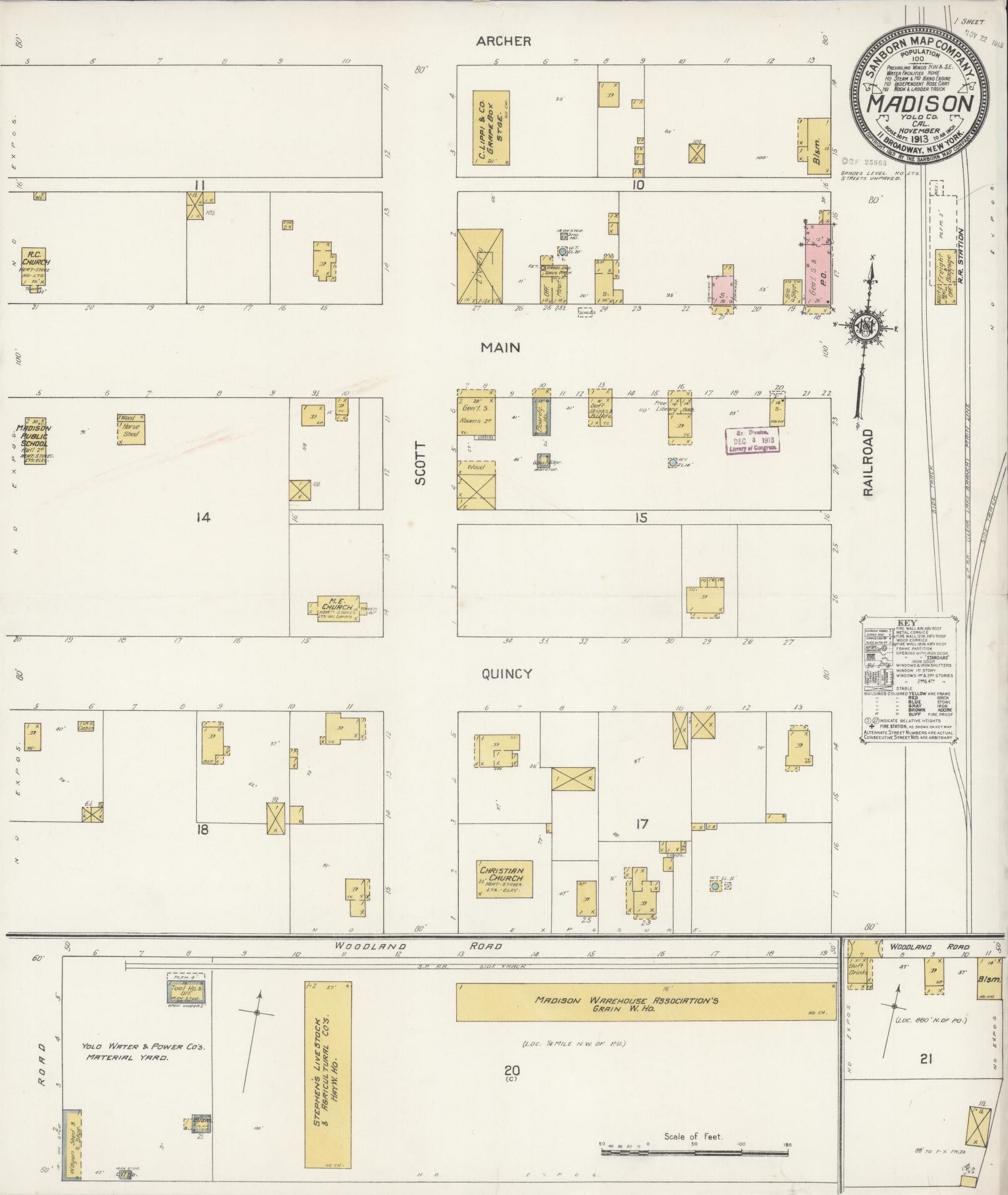 Sanborn Fire Insurance Map from Madison, Yolo County, California (1913), Sheet #0001 - Historic Sanborn Fire Insurance Map Print, vintage old map wall art, antique decor, genealogy gift, California California map
