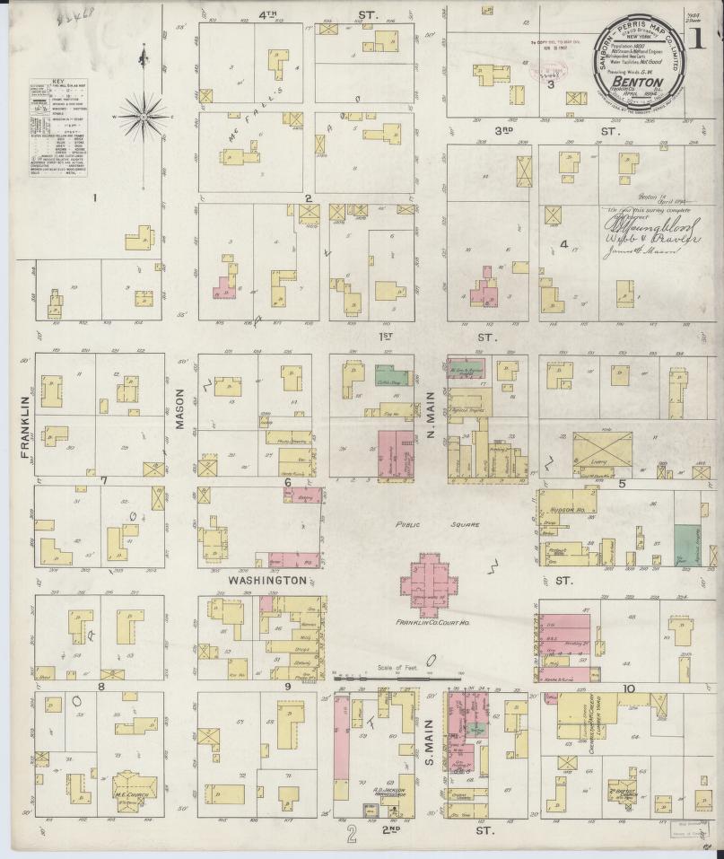 Sanborn Fire Insurance Map from Benton, Franklin County, Illinois. (1894) – Map View