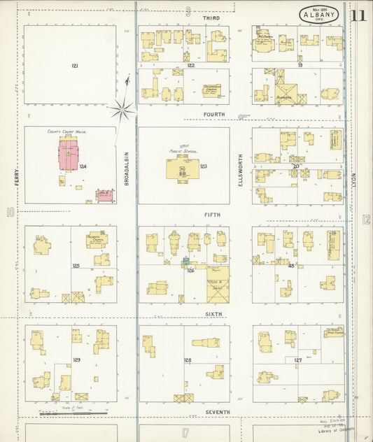 Sanborn Fire Insurance Map from Albany, Linn County, Oregon (1895), Sheet #0011 - Historic Sanborn Fire Insurance Map Print, vintage old map wall art, antique decor, genealogy gift, Oregon Oregon map