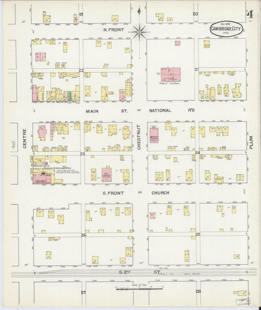 Sanborn Fire Insurance Map from Cambridge City, Wayne County, Indiana (1892), Sheet #0004 - Historic Sanborn Fire Insurance Map Print, vintage old map wall art, antique decor, genealogy gift, Indiana Indiana map
