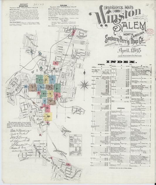 Sanborn Fire Insurance Map from Winston-Salem, Forsyth County, North Carolina. (1895) – Historic Sanborn Fire Insurance Map Print