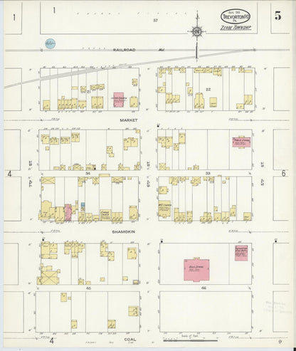 Sanborn Fire Insurance Map from Trevorton Post Office, Northumberland County, Pennsylvania (1913), Sheet #0005 - Historic Sanborn Fire Insurance Map Print, vintage old map wall art, antique decor, genealogy gift, Pennsylvania Pennsylvania map
