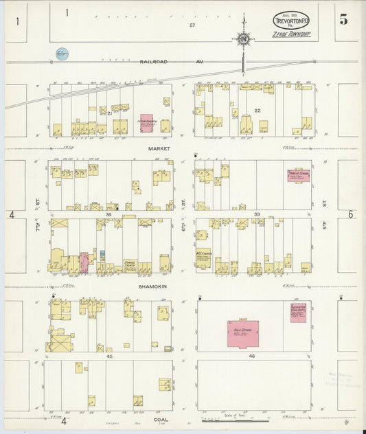 Sanborn Fire Insurance Map from Trevorton Post Office, Northumberland County, Pennsylvania (1913), Sheet #0005 - Historic Sanborn Fire Insurance Map Print, vintage old map wall art, antique decor, genealogy gift, Pennsylvania Pennsylvania map