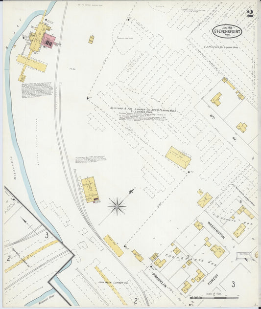 Sanborn Fire Insurance Map from Stevens Point, Portage County, Wisconsin (1904), Sheet #0002 - Historic Sanborn Fire Insurance Map Print, vintage old map wall art, antique decor, genealogy gift, Wisconsin Wisconsin map
