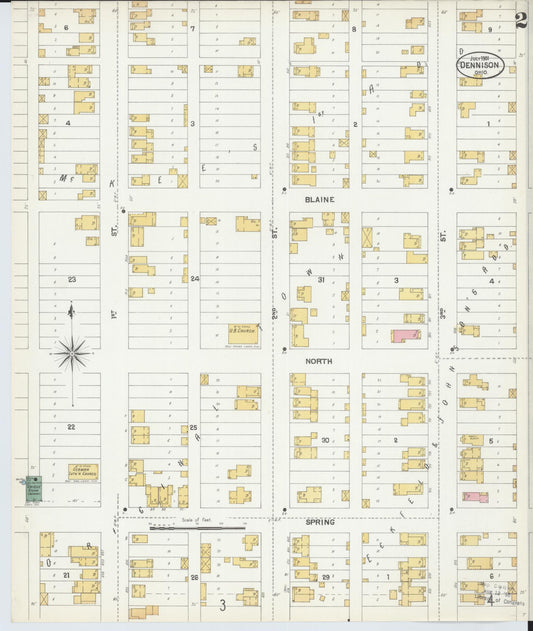 Sanborn Fire Insurance Map from Dennison, Tuscarawas County, Ohio (1901), Sheet #0002 - Historic Sanborn Fire Insurance Map Print, vintage old map wall art, antique decor, genealogy gift, Ohio Ohio map