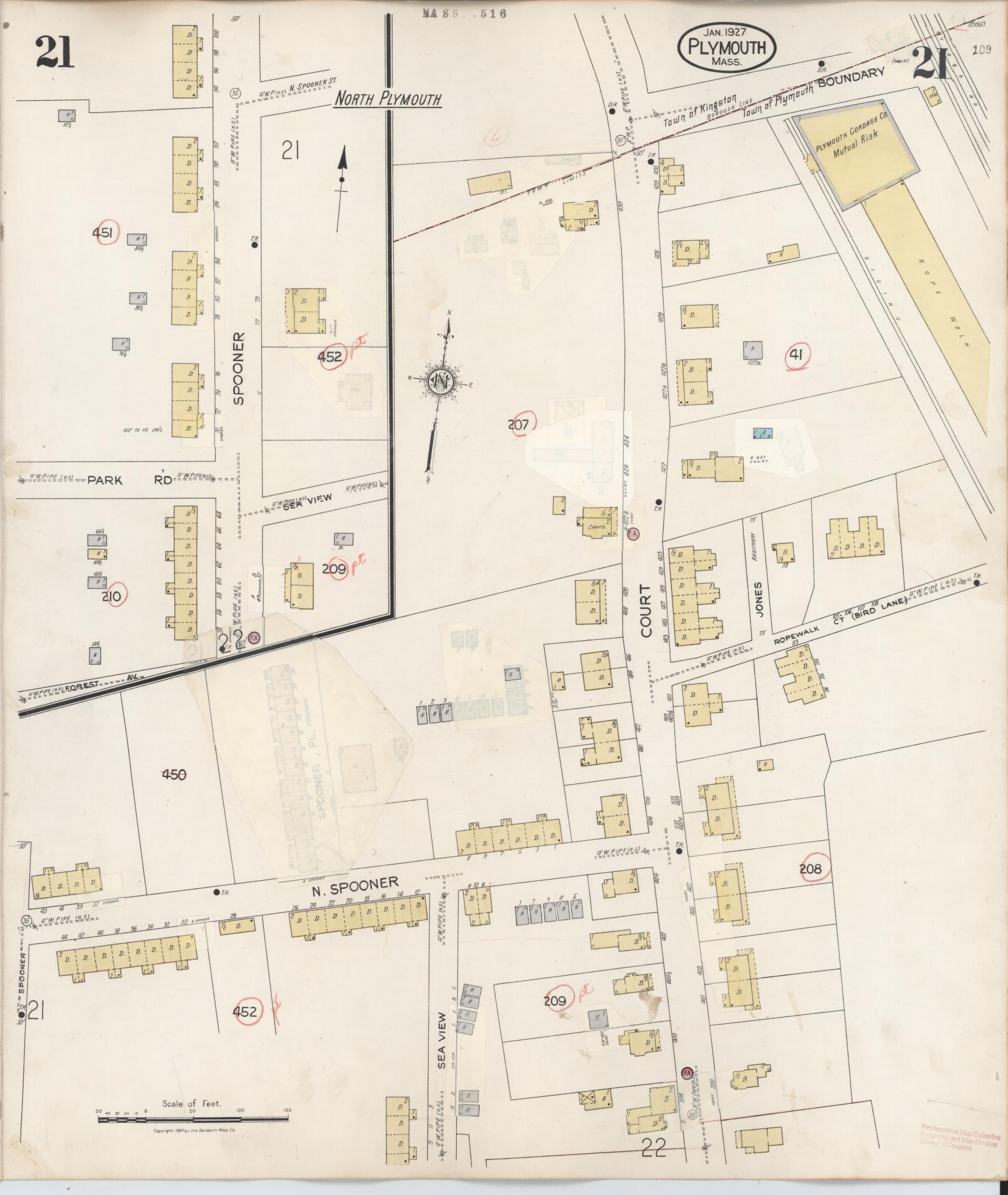 Sanborn Fire Insurance Map from Plymouth, Plymouth County, Massachusetts (1948), Sheet #0021 - Complete Map Set gallery image, historic Sanborn map, vintage wall art, Massachusetts Massachusetts