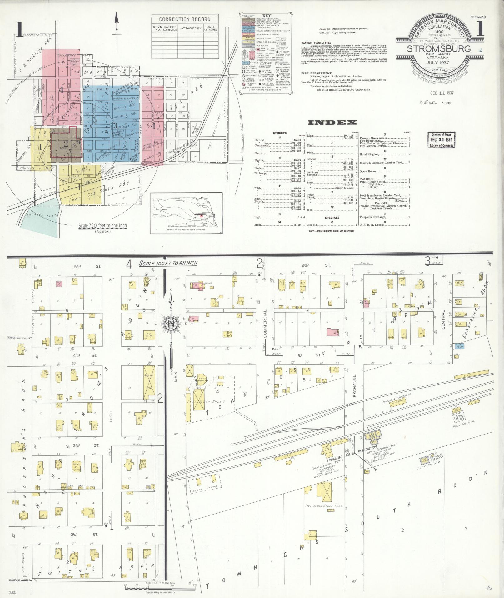 Sanborn Fire Insurance Map from Stromsburg, Polk County, Nebraska. (1937) – Historic Sanborn Fire Insurance Map Print