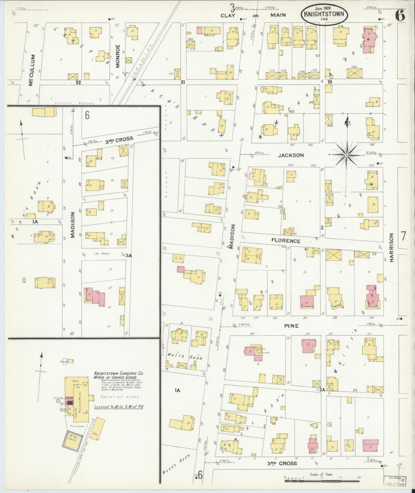 Sanborn Fire Insurance Map from Knightstown, Henry County, Indiana (1909), Sheet #0006 - Complete Map Set gallery image, historic Sanborn map, vintage wall art, Indiana Indiana