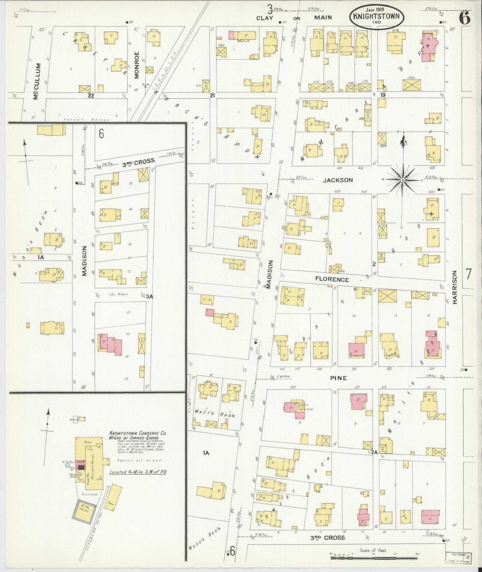 Sanborn Fire Insurance Map from Knightstown, Henry County, Indiana (1909), Sheet #0006 - Complete Map Set gallery image, historic Sanborn map, vintage wall art, Indiana Indiana