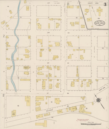 Sanborn Fire Insurance Map from Blue Lake, Humboldt County, California (1919), Sheet #0003 - Historic Sanborn Fire Insurance Map Print, vintage old map wall art, antique decor, genealogy gift, California California map