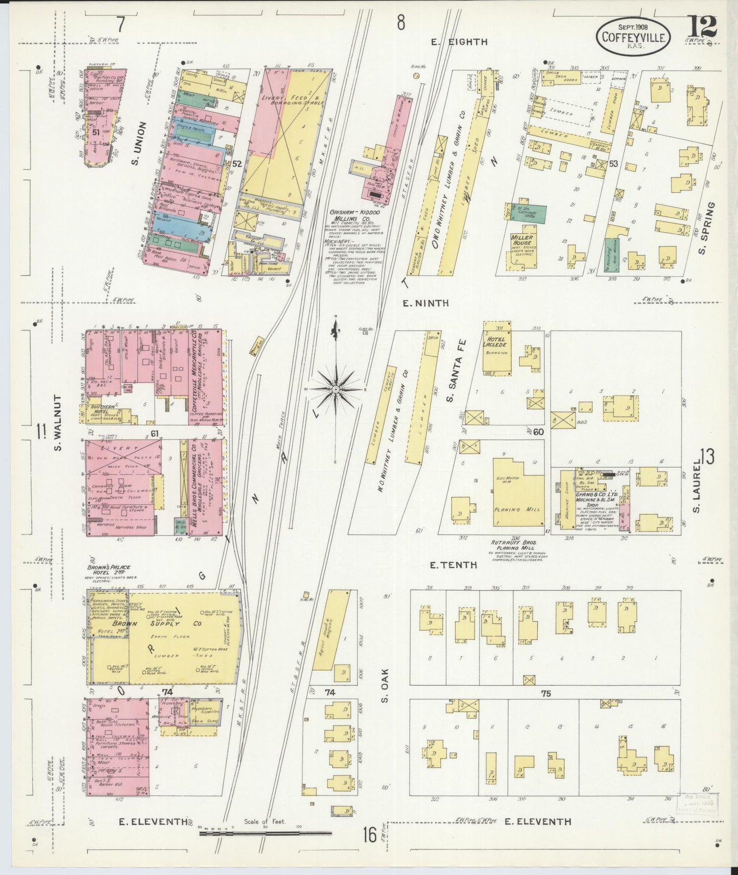 Sanborn Fire Insurance Map from Coffeyville, Montgomery County, Kansas (1908), Sheet #0012 - Complete Map Set gallery image, historic Sanborn map, vintage wall art, Kansas Kansas