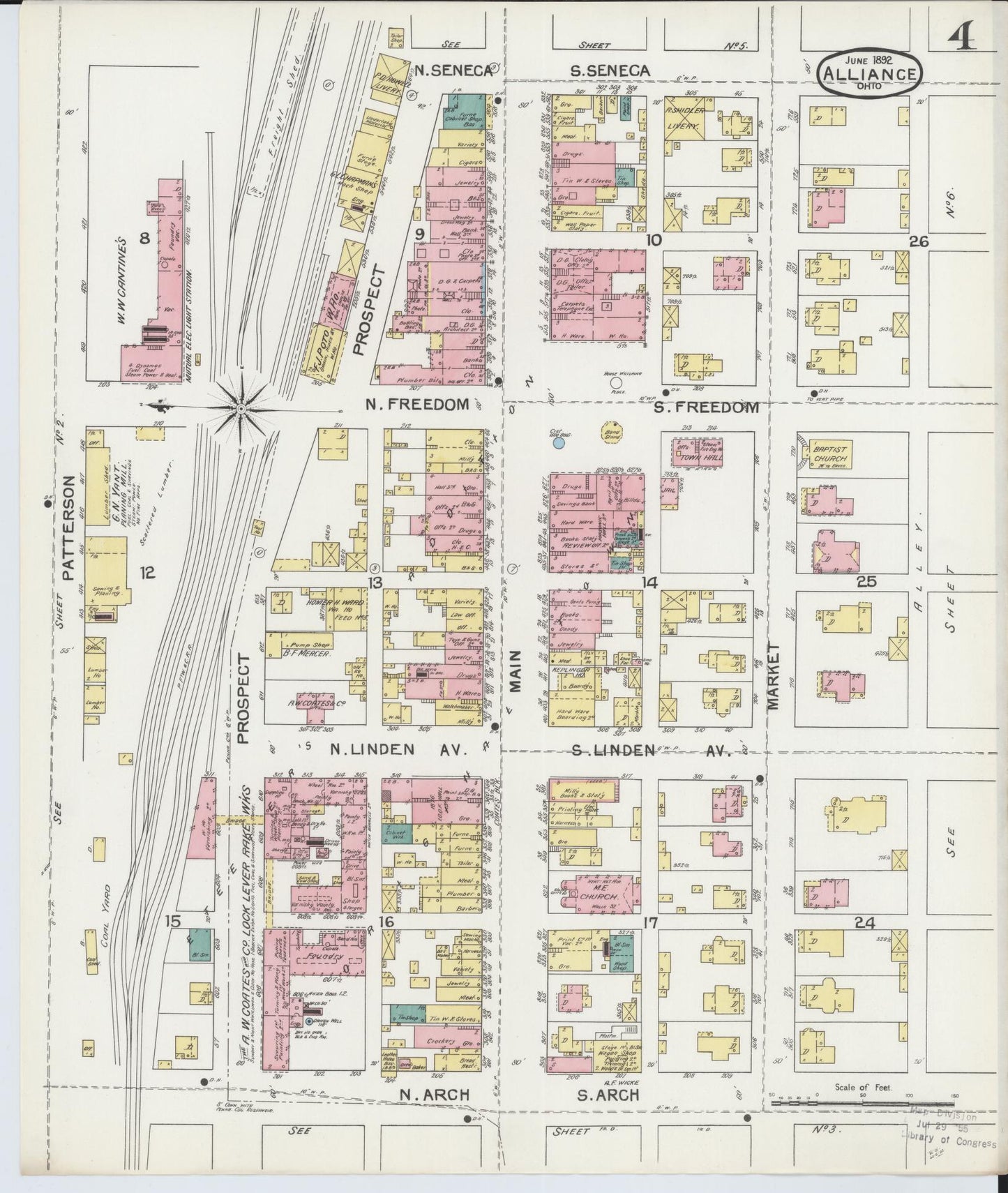 Sanborn Fire Insurance Map from Alliance, Stark County, Ohio (1892), Sheet #0004 - Complete Map Set gallery image, historic Sanborn map, vintage wall art, Ohio Ohio