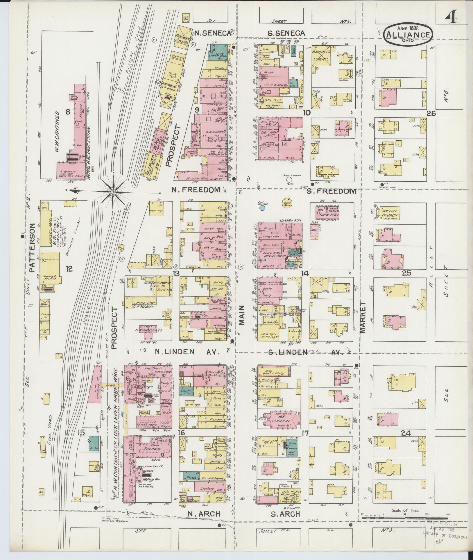 Sanborn Fire Insurance Map from Alliance, Stark County, Ohio (1892), Sheet #0004 - Complete Map Set gallery image, historic Sanborn map, vintage wall art, Ohio Ohio