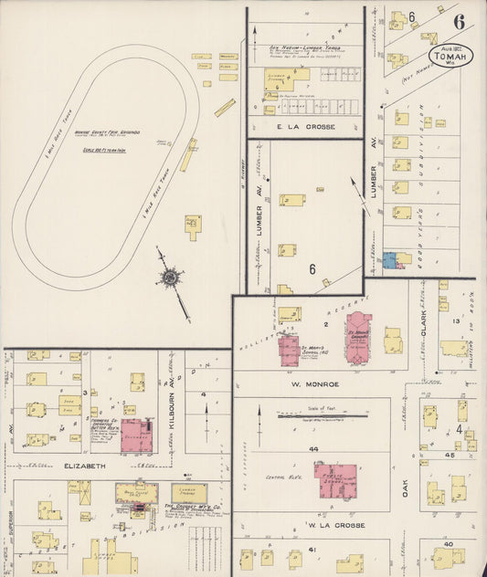 Sanborn Fire Insurance Map from Tomah, Monroe County, Wisconsin (1922), Sheet #0006 - Historic Sanborn Fire Insurance Map Print, vintage old map wall art, antique decor, genealogy gift, Wisconsin Wisconsin map