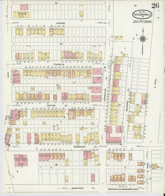 Sanborn Fire Insurance Map from Turtle Creek Valley, Allegheny County, Pennsylvania (1911), Sheet #0026 - Historic Sanborn Fire Insurance Map Print, vintage old map wall art, antique decor, genealogy gift, Pennsylvania Pennsylvania map