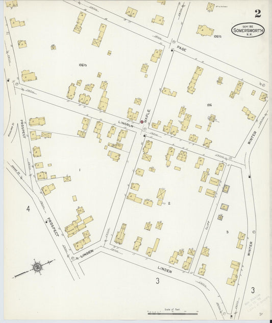 Sanborn Fire Insurance Map from Somersworth, Strafford County, New Hampshire (1912), Sheet #0002 - Historic Sanborn Fire Insurance Map Print, vintage old map wall art, antique decor, genealogy gift, New Hampshire New Hampshire map