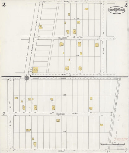 Sanborn Fire Insurance Map from Huntington Park, Los Angeles County, California (1924), Sheet #0002 - Complete Map Set gallery image, historic Sanborn map, vintage wall art, California California