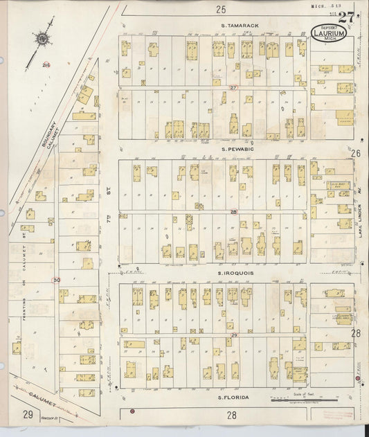 Sanborn Fire Insurance Map from Laurium, Houghton County, Michigan (1949), Sheet #0027 - Historic Sanborn Fire Insurance Map Print, vintage old map wall art, antique decor, genealogy gift, Michigan Michigan map