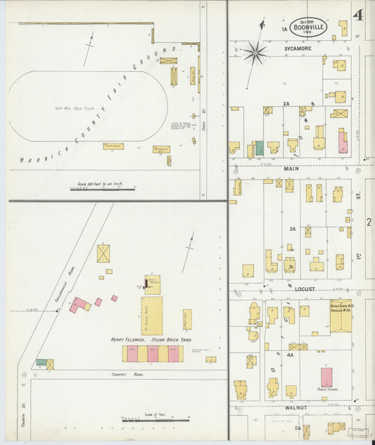 Sanborn Fire Insurance Map from Boonville, Warrick County, Indiana (1899), Sheet #0004 - Historic Sanborn Fire Insurance Map Print, vintage old map wall art, antique decor, genealogy gift, Indiana Indiana map