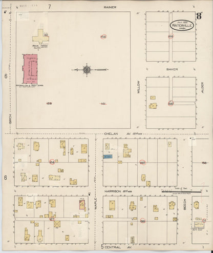 Sanborn Fire Insurance Map from Waterville, Douglas County, Washington (1942), Sheet #0008 - Complete Map Set gallery image, historic Sanborn map, vintage wall art, Washington Washington