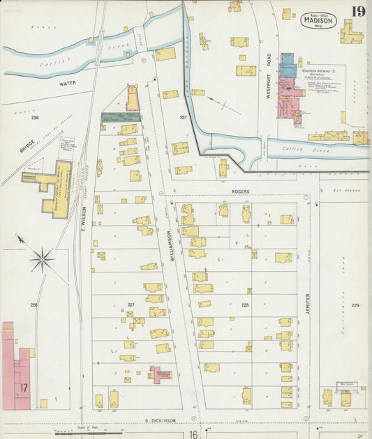 Sanborn Fire Insurance Map from Madison, Dane County, Wisconsin (1902), Sheet #0019 - Historic Sanborn Fire Insurance Map Print, vintage old map wall art, antique decor, genealogy gift, Wisconsin Wisconsin map