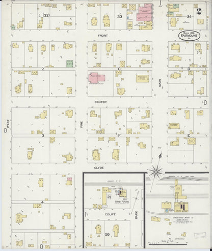 Sanborn Fire Insurance Map from Fairmount, Vermilion County, Illinois (1898), Sheet #0002 - Historic Sanborn Fire Insurance Map Print, vintage old map wall art, antique decor, genealogy gift, Illinois Illinois map