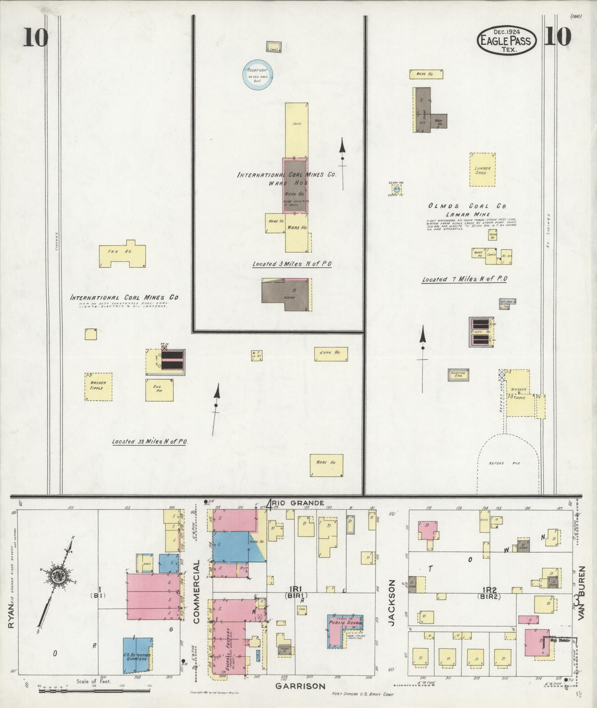 Sanborn Fire Insurance Map from Eagle Pass, Maverick County, Texas (1924), Sheet #0010 - Historic Sanborn Fire Insurance Map Print, vintage old map wall art, antique decor, genealogy gift, Texas Texas map