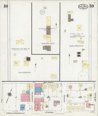 Sanborn Fire Insurance Map from Eagle Pass, Maverick County, Texas (1924), Sheet #0010 - Historic Sanborn Fire Insurance Map Print, vintage old map wall art, antique decor, genealogy gift, Texas Texas map