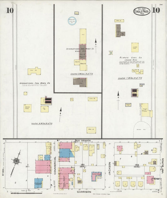 Sanborn Fire Insurance Map from Eagle Pass, Maverick County, Texas (1924), Sheet #0010 - Historic Sanborn Fire Insurance Map Print, vintage old map wall art, antique decor, genealogy gift, Texas Texas map