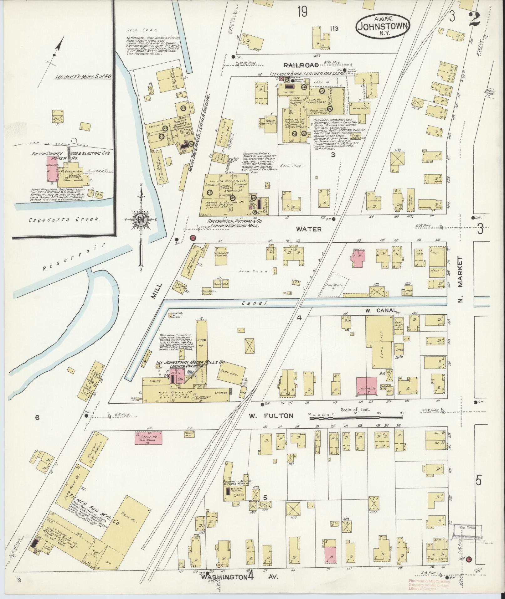 Sanborn Fire Insurance Map from Johnstown, Fulton County, New York (1912), Sheet #0002 - Complete Map Set gallery image, historic Sanborn map, vintage wall art, New York New York