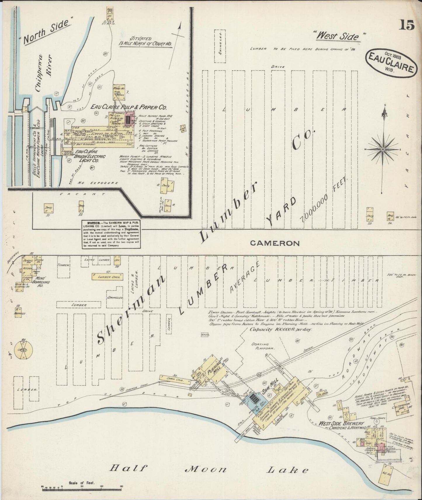 Sanborn Fire Insurance Map from Eau Claire, Eau Claire County, Wisconsin (1883), Sheet #0015 - Complete Map Set gallery image, historic Sanborn map, vintage wall art, Wisconsin Wisconsin