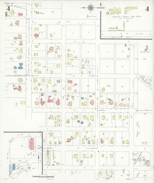 Sanborn Fire Insurance Map from Ozona, Crockett County, Texas (1941), Sheet #0004 - Historic Sanborn Fire Insurance Map Print, vintage old map wall art, antique decor, genealogy gift, Texas Texas map