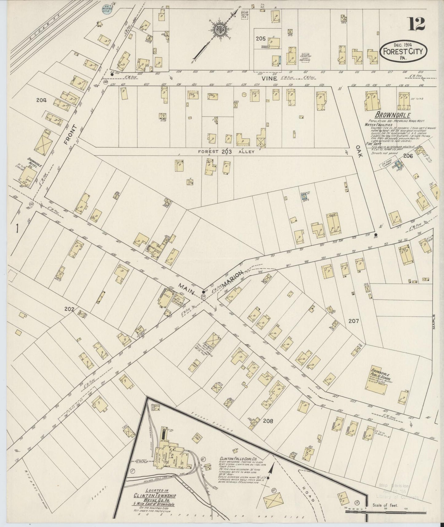 Sanborn Fire Insurance Map from Forest City, Susquehanna County, Pennsylvania (1914), Sheet #0012 - Historic Sanborn Fire Insurance Map Print, vintage old map wall art, antique decor, genealogy gift, Pennsylvania Pennsylvania map