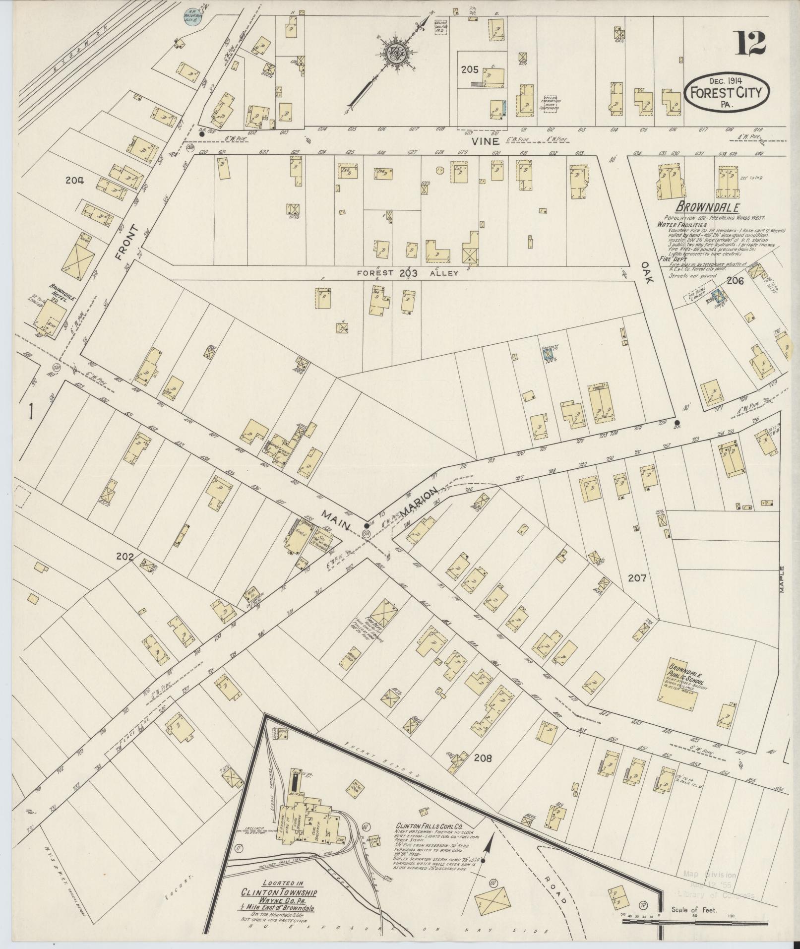 Sanborn Fire Insurance Map from Forest City, Susquehanna County, Pennsylvania (1914), Sheet #0012 - Historic Sanborn Fire Insurance Map Print, vintage old map wall art, antique decor, genealogy gift, Pennsylvania Pennsylvania map