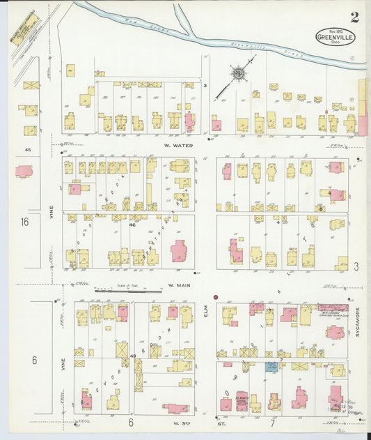 Sanborn Fire Insurance Map from Greenville, Darke County, Ohio (1910), Sheet #0002 - Historic Sanborn Fire Insurance Map Print, vintage old map wall art, antique decor, genealogy gift, Ohio Ohio map