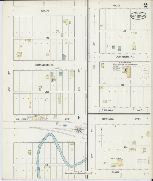 Sanborn Fire Insurance Map from Centralia, Nemaba County, Kansas (1893), Sheet #0002 - Historic Sanborn Fire Insurance Map Print, vintage old map wall art, antique decor, genealogy gift, Kansas Kansas map
