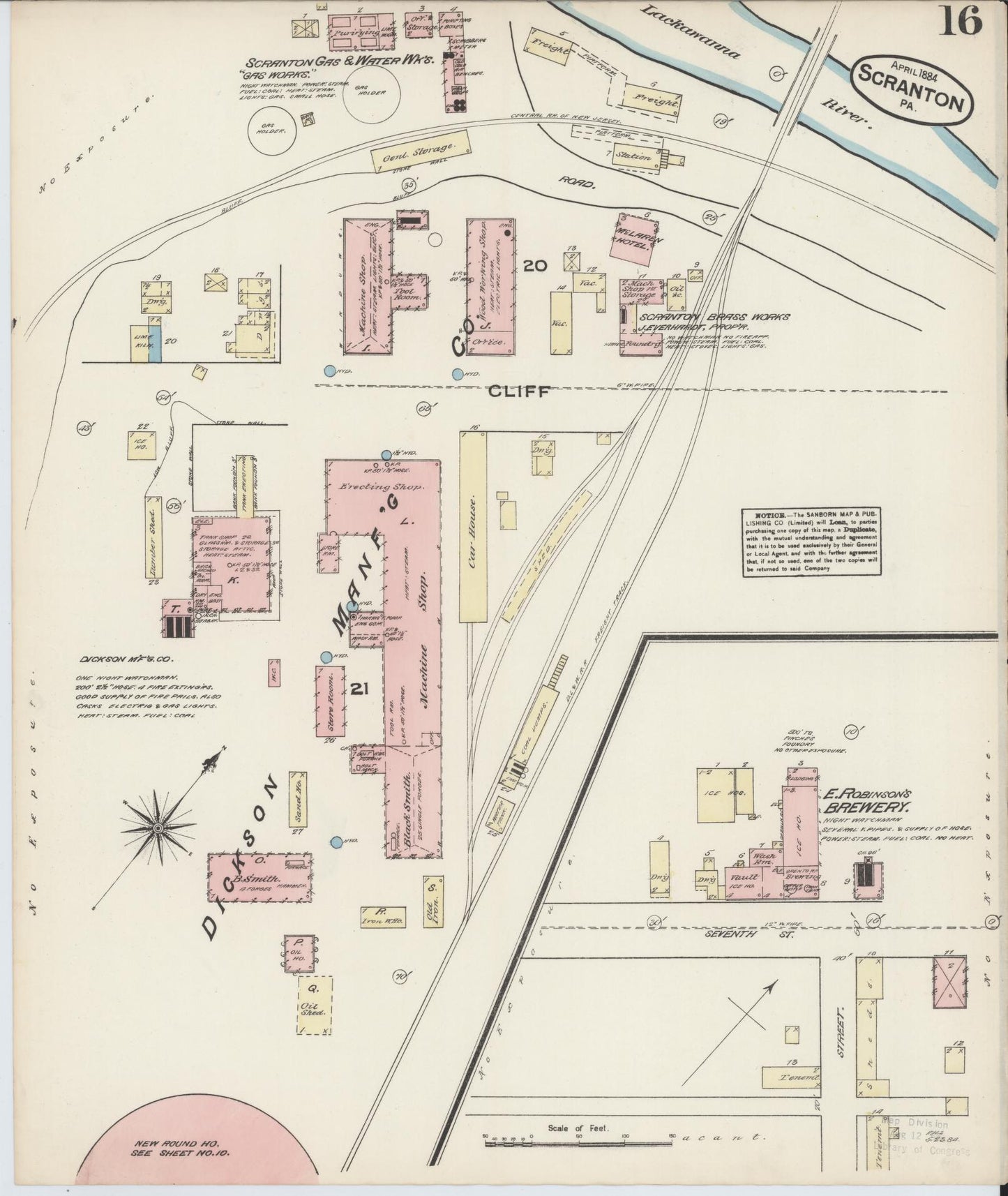 Sanborn Fire Insurance Map from Scranton, Lackawanna County, Pennsylvania (1884), Sheet #0016 - Complete Map Set gallery image, historic Sanborn map, vintage wall art, Pennsylvania Pennsylvania