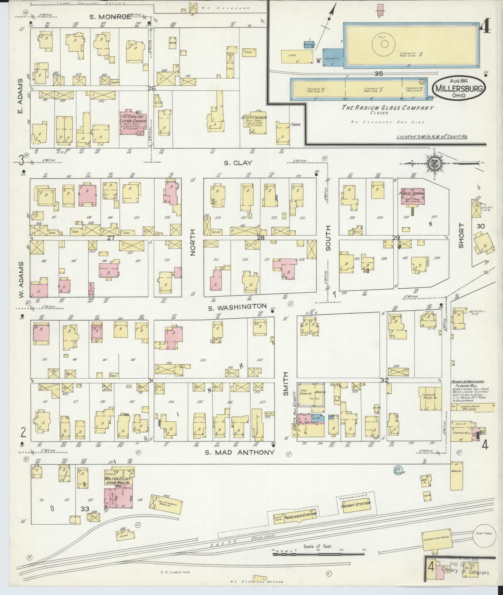 Sanborn Fire Insurance Map from Millersburg, Holmes County, Ohio (1914), Sheet #0004 - Complete Map Set gallery image, historic Sanborn map, vintage wall art, Ohio Ohio