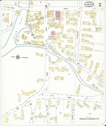 Sanborn Fire Insurance Map from Ludlow, Windsor County, Vermont (1912), Sheet #0002 - Complete Map Set gallery image, historic Sanborn map, vintage wall art, Vermont Vermont
